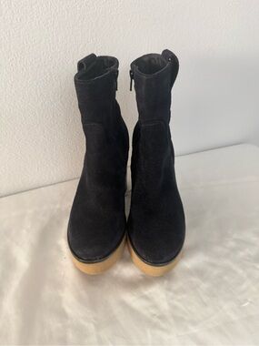MANAS Black Suede Platform Ankle Boots - Women's